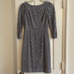 J. Crew gray lace v-back dress 0